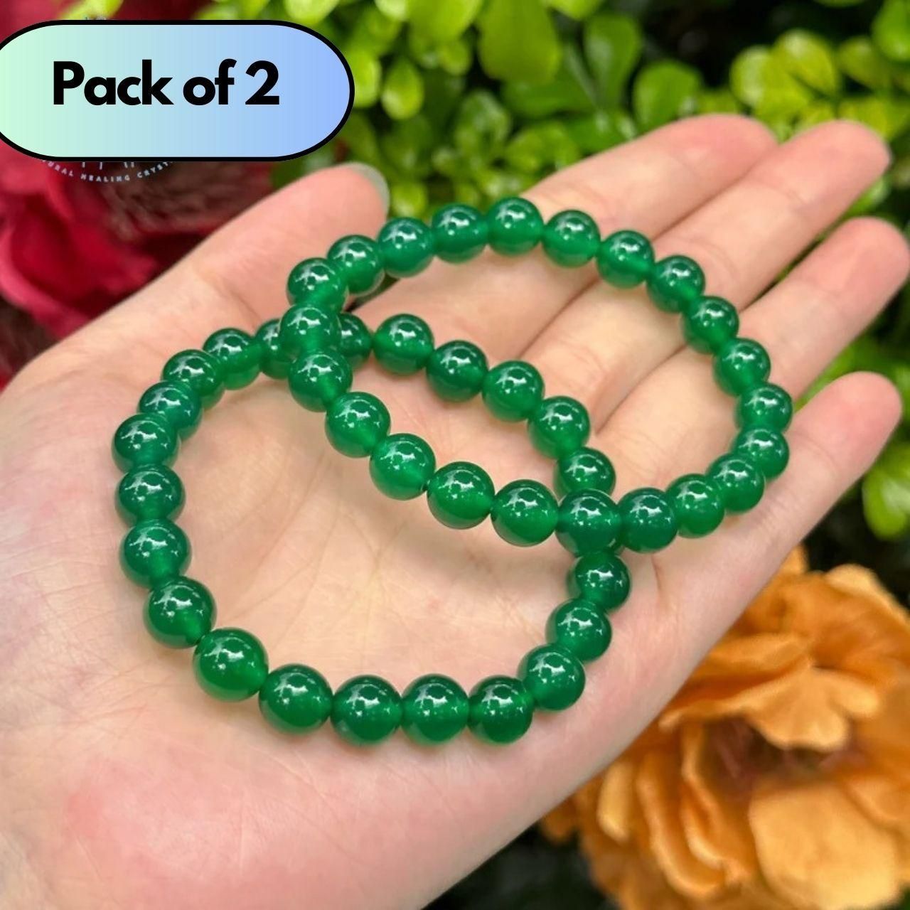 Green Jade Bracelet Set – Natural Healing Stone Jewelry (Pack of 2)