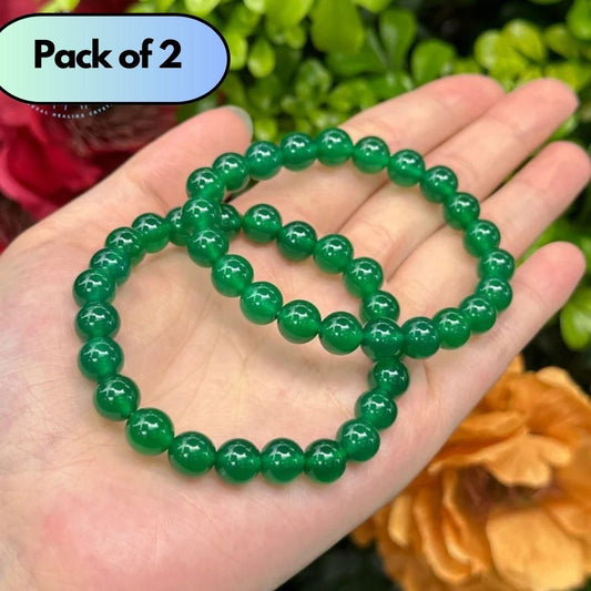 Green Jade Bracelet Set – Natural Healing Stone Jewelry (Pack of 2)